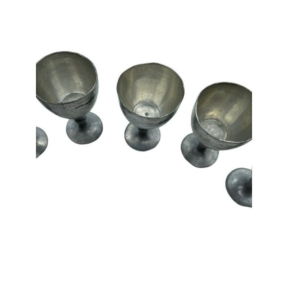 Pewter Shot Goblets Glasses Lot of 6 Small Vintage VTG Bar Stemmed Glasses - Picture 7 of 7